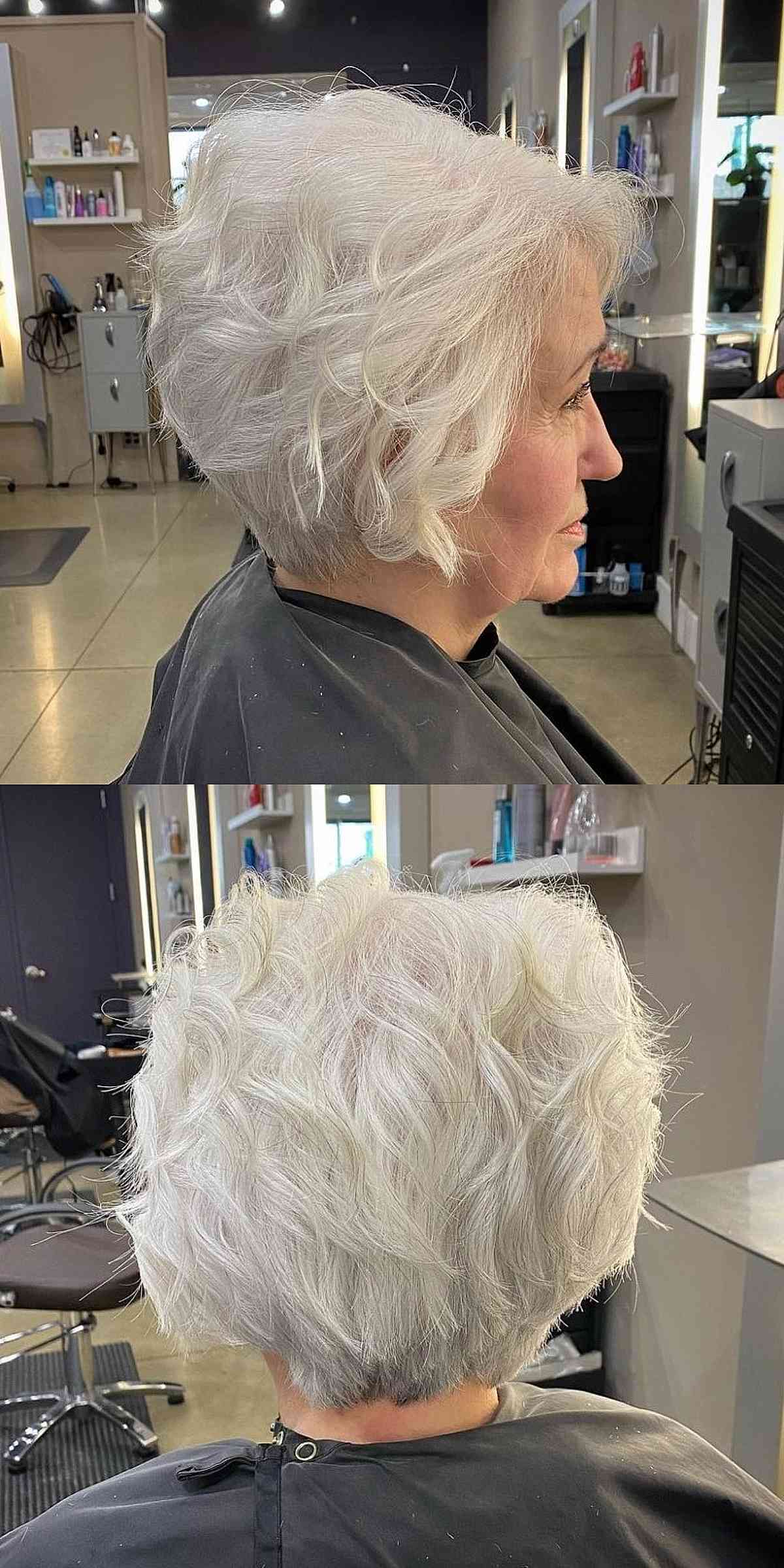 Modern Wavy Bob for an Older Woman