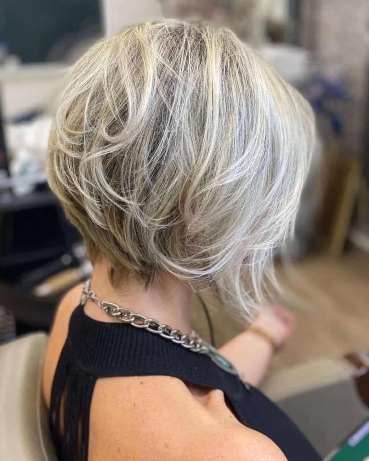 Neck length layered bob