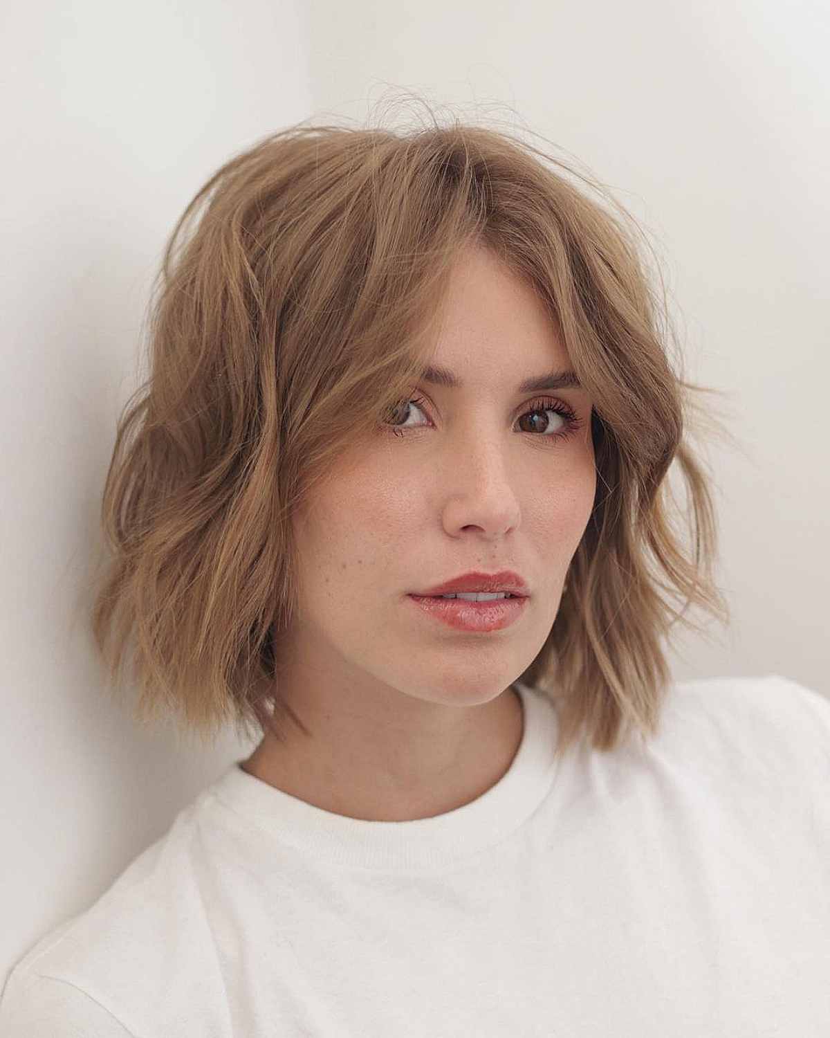 Pretty Light Brown Neck-Length Bob Cut for Fine Hair