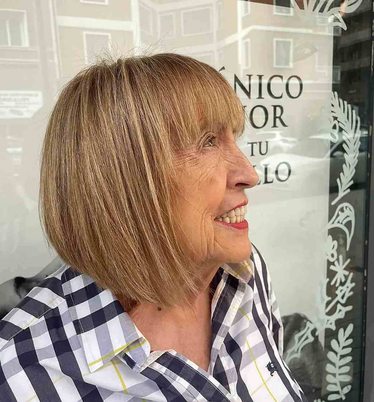 Pretty Short Bob for Thin Hair for 70-Year-Old Women