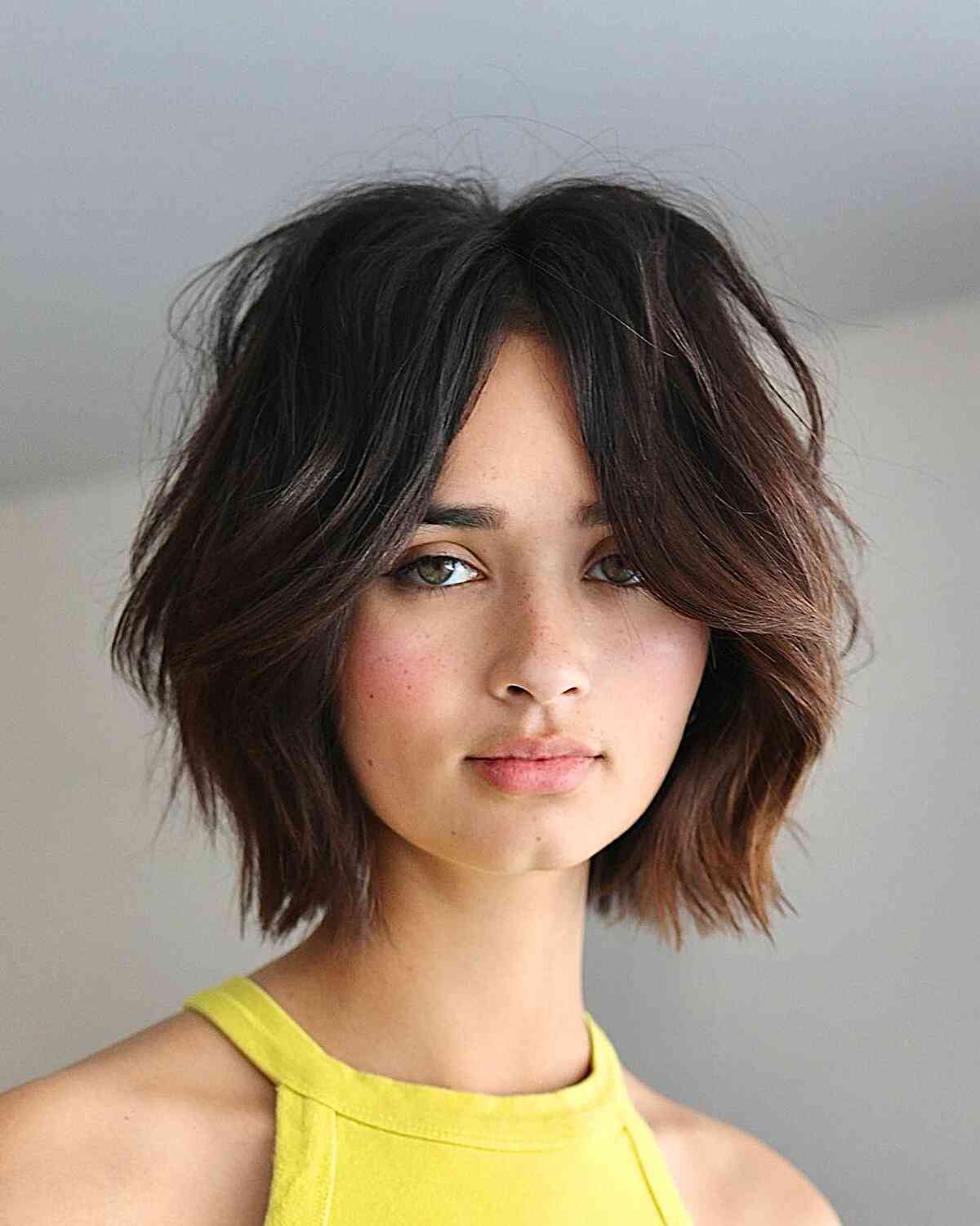 Reshaped Choppy Layered Bob for Thick Short Hair