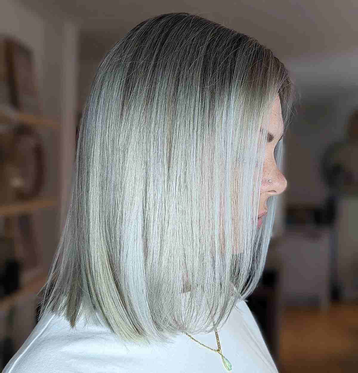 Rooted Ashy Platinum Hair