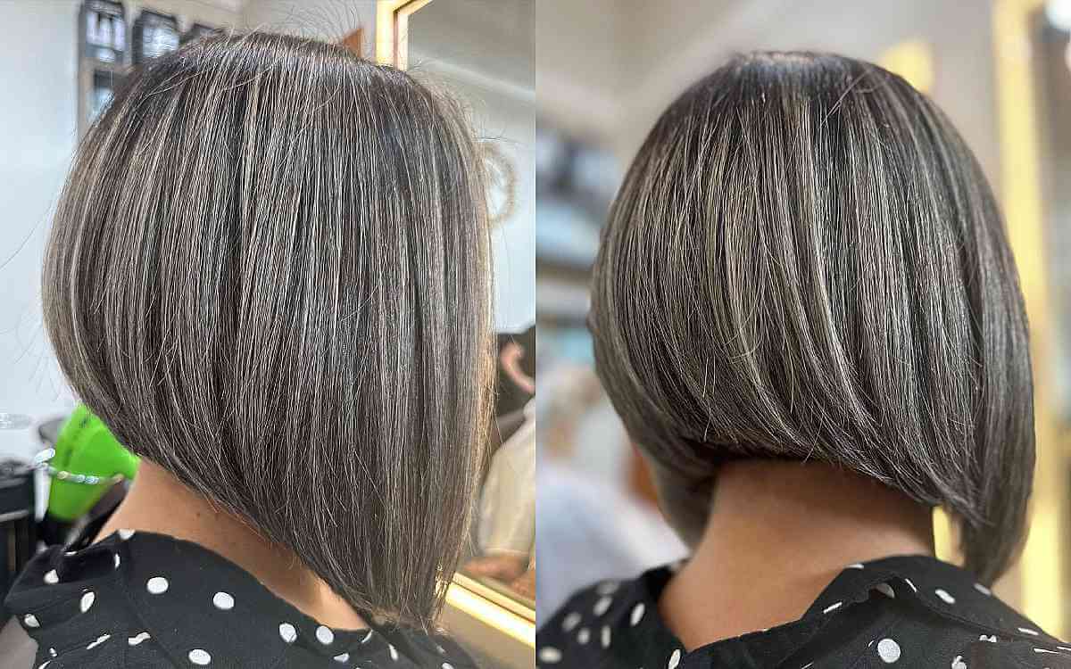 Salt and Pepper A-Line Bob Cut