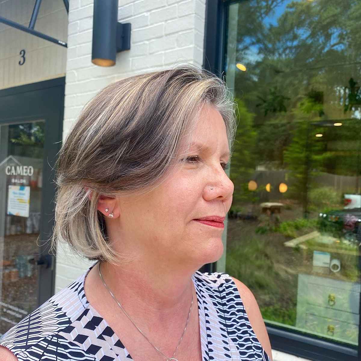 Salt-and-Pepper Bob Cut for Mature Women