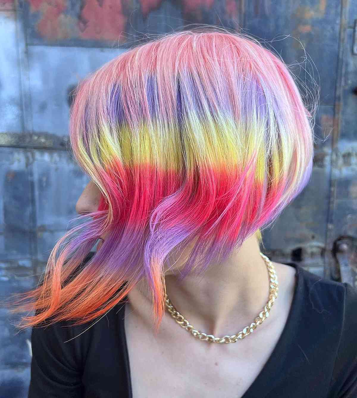 Short A-Line Bob with Pastel Rainbow Hues