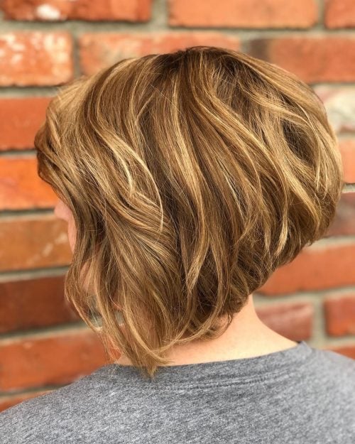 short angled blonde balayage bob