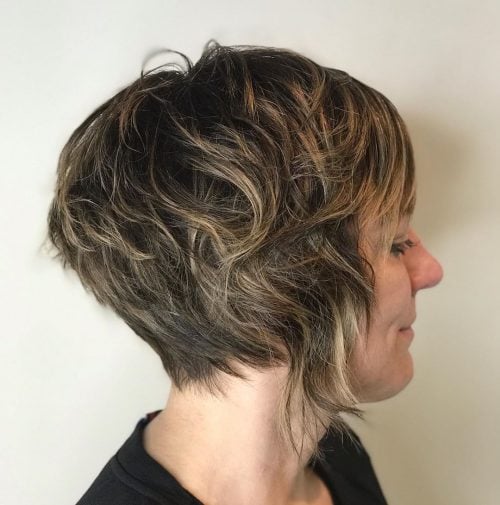 Angled short bob with bangs and layers