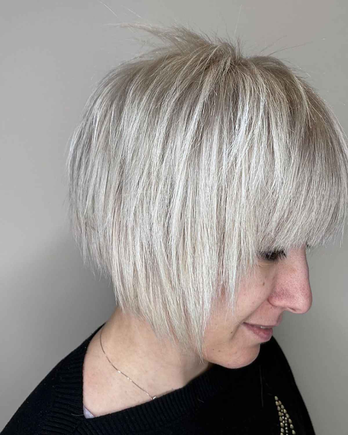 Short Choppy A-line Bob with Bangs