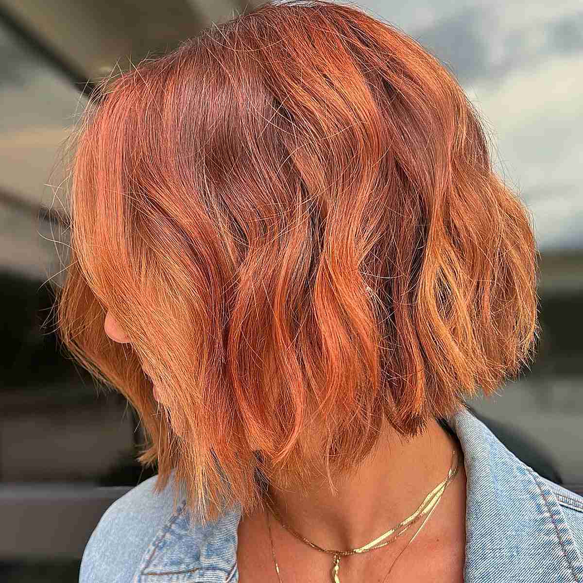 Short Choppy Vibrant Copper Bob