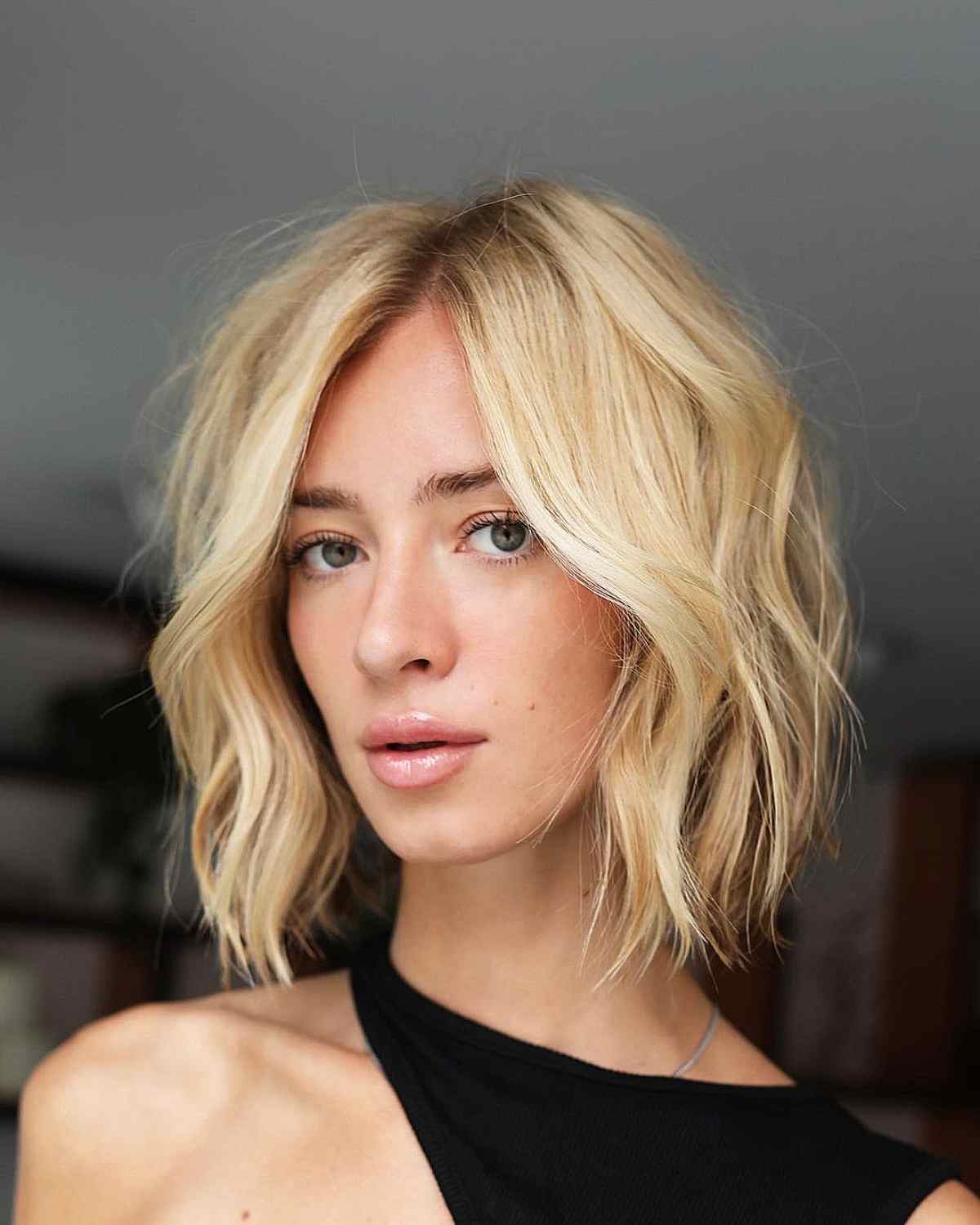 Short Cool Golden Blonde Tousled Choppy Bob