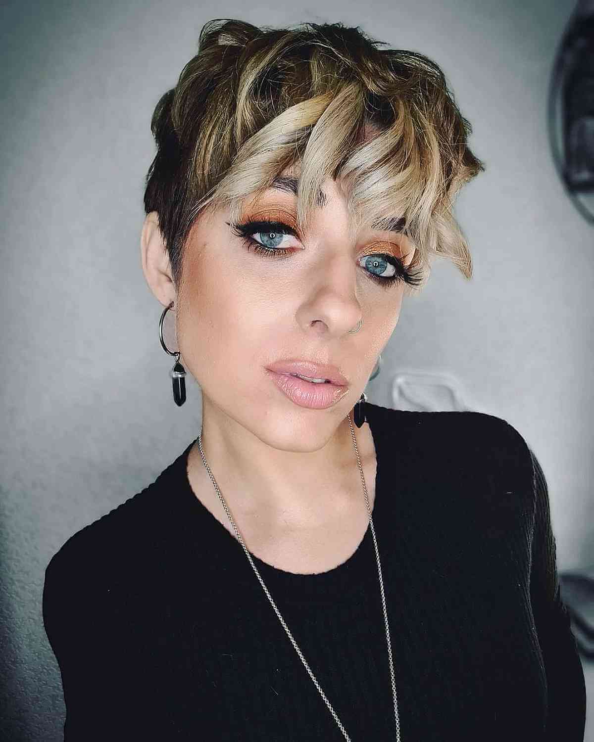 Short Dark Hair with Blonde Bangs