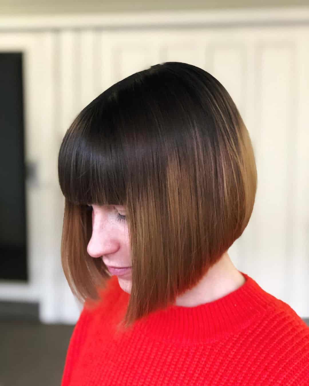 short graduated choppy bob with bangs