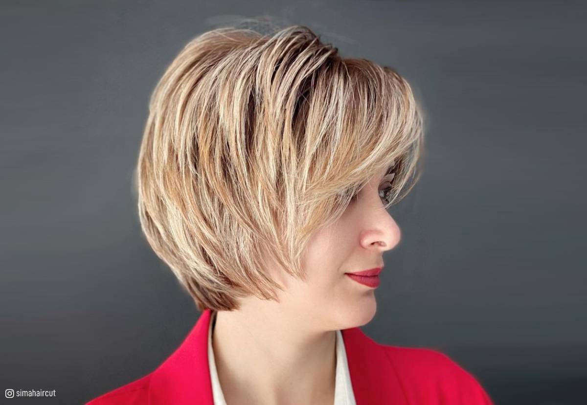 short layered bob with bangs