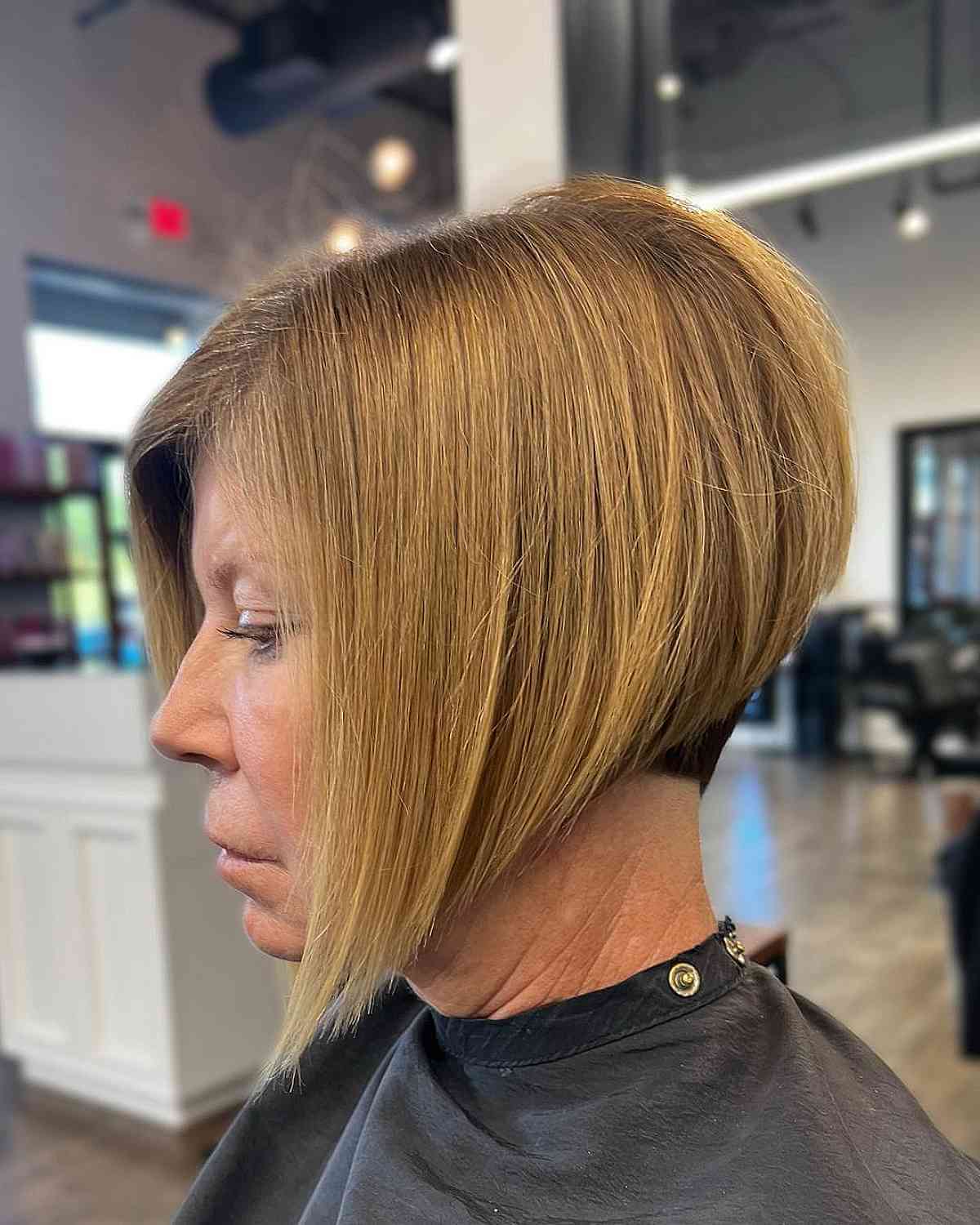 Short Sharply Angled Blonde A-Line Bob