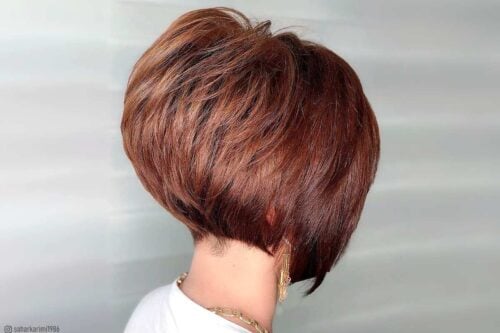 Short stacked inverted bob haircut