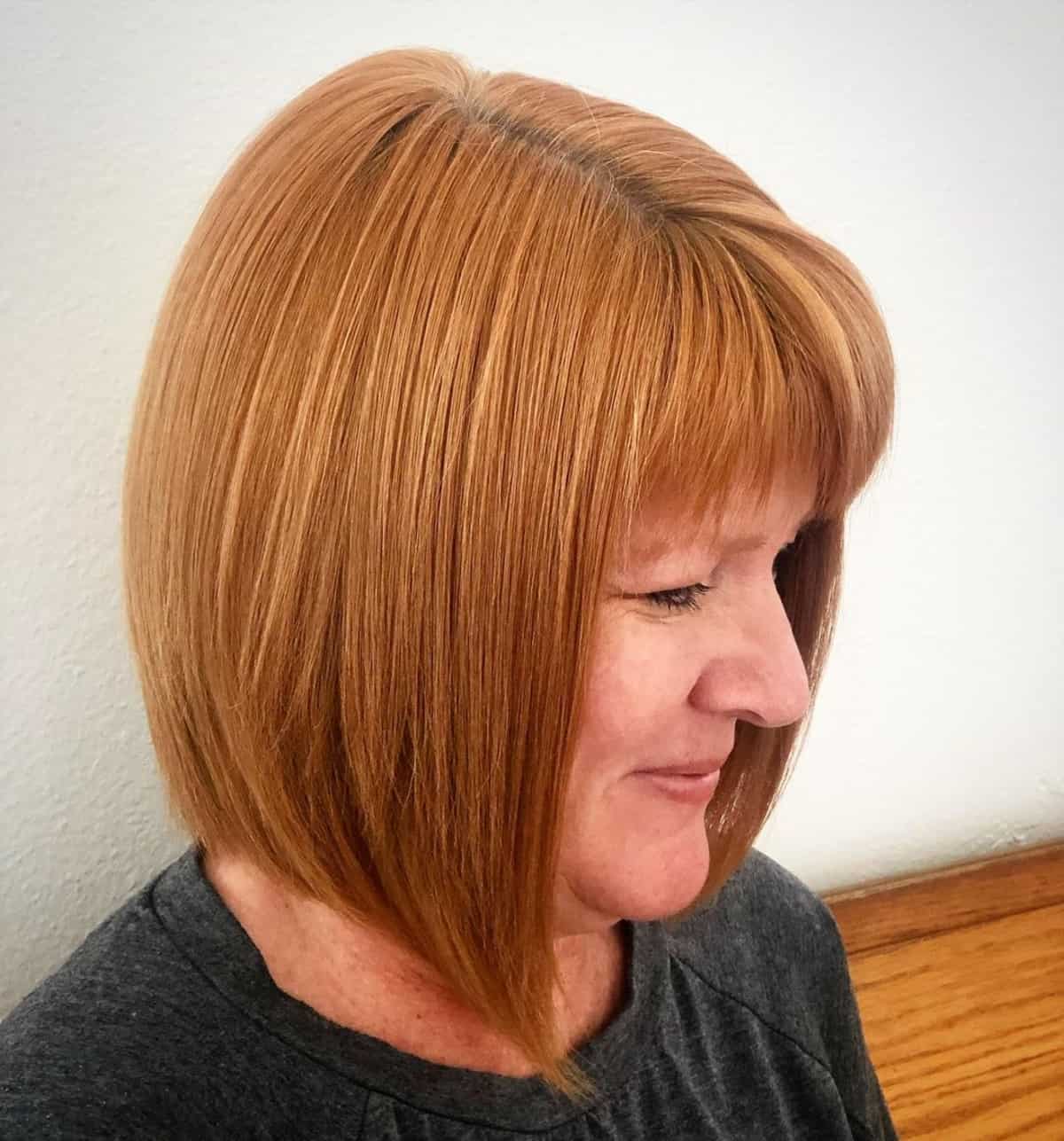 Short to Medium Reverse Bob on a woman over 60