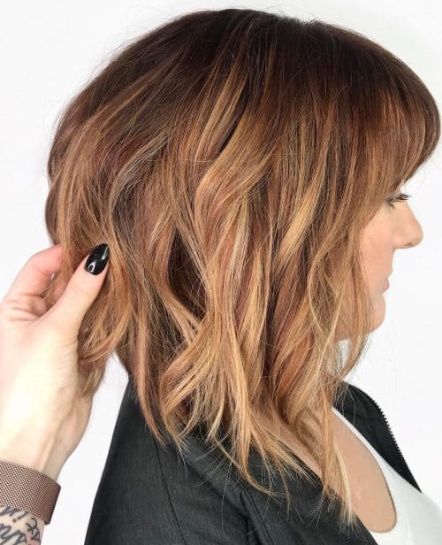 Textured Shoulder-Length Angled Bob