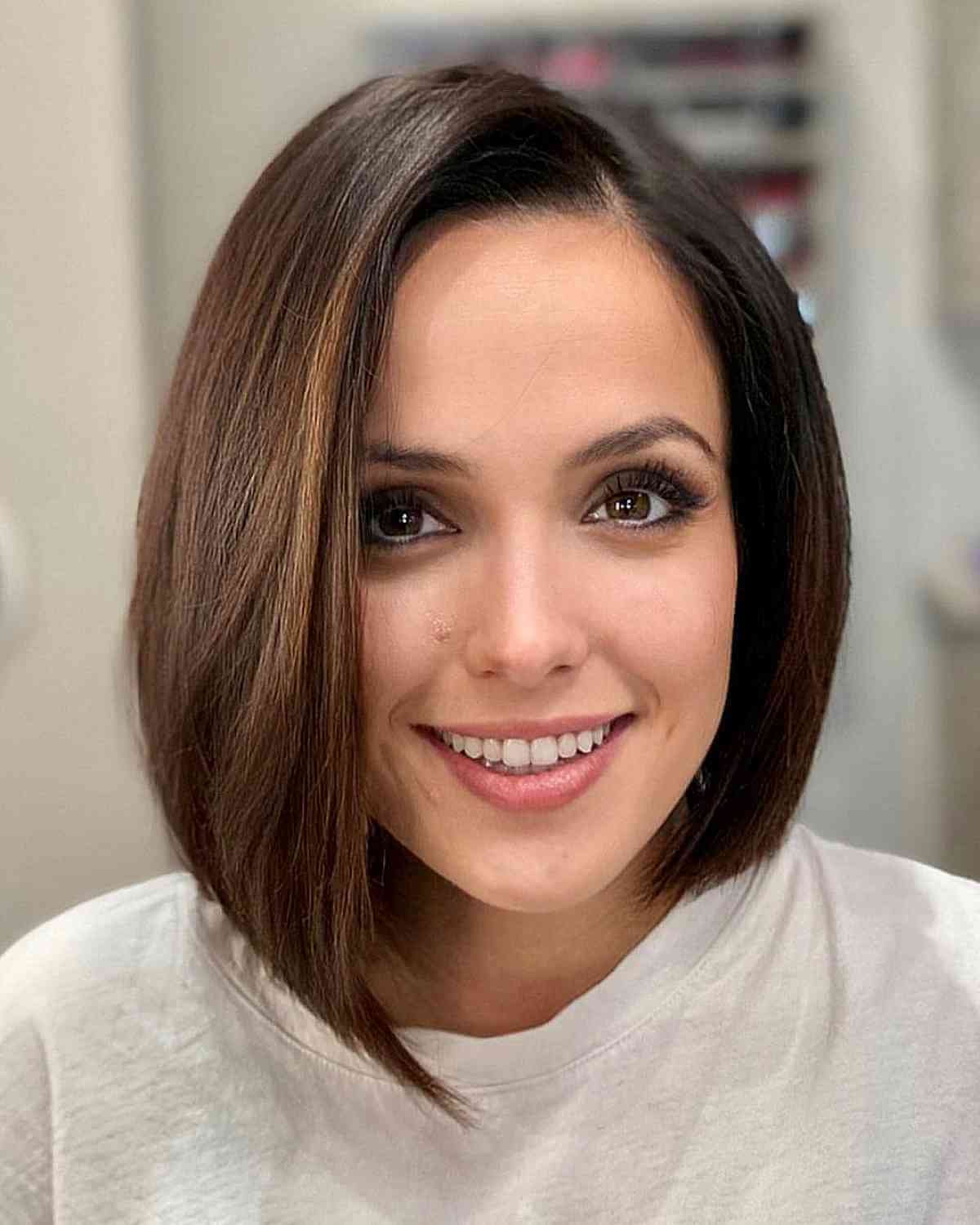 Sleek Brunette Asymmetric Lob