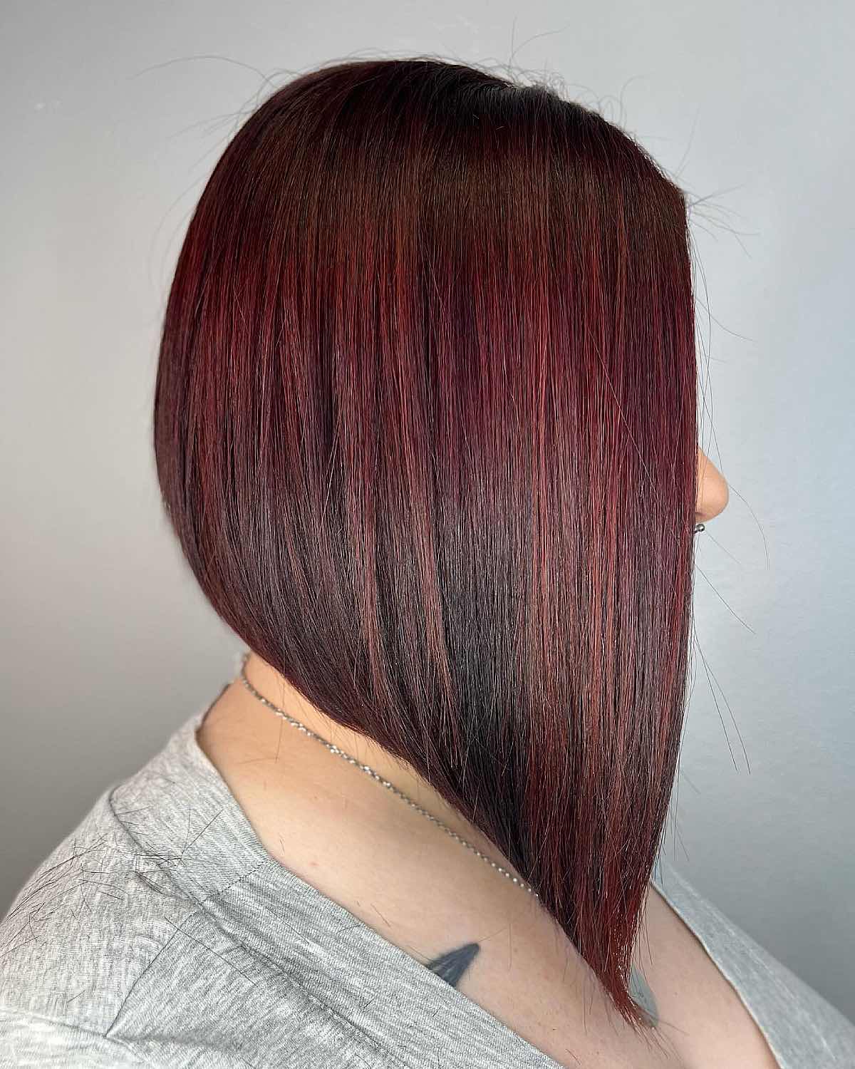 sleek burgundy a-line lob