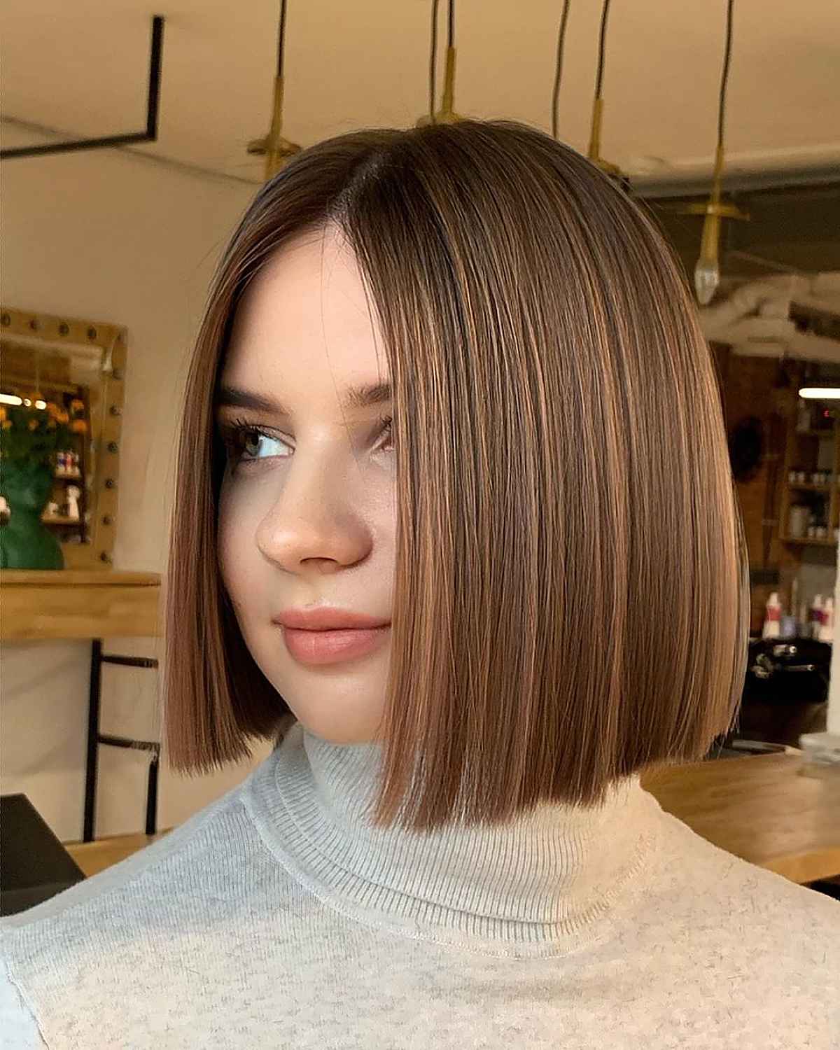 Sleek One-Length Bob Style