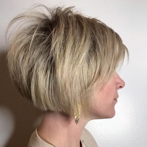 Short Stacked Bob with Bangs