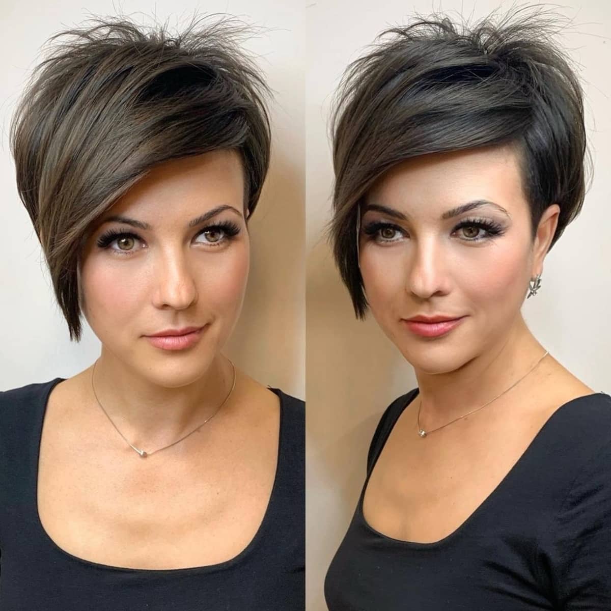 Straight asymmetrical pixie cut