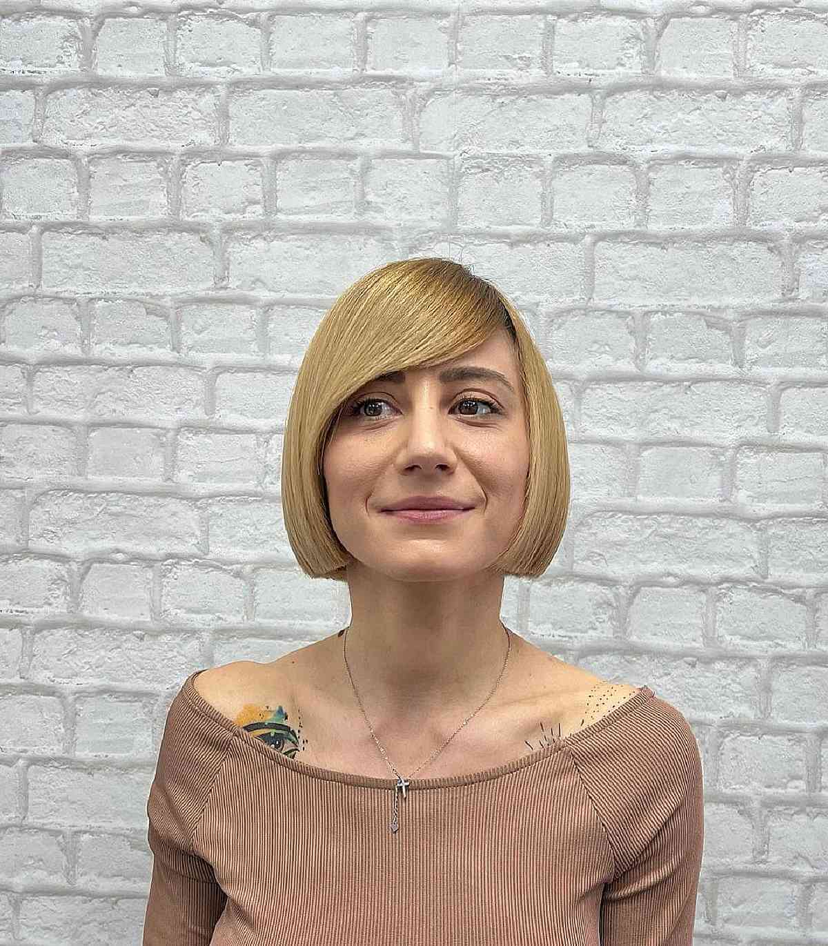 Straight Bob with Side-Swept Bangs