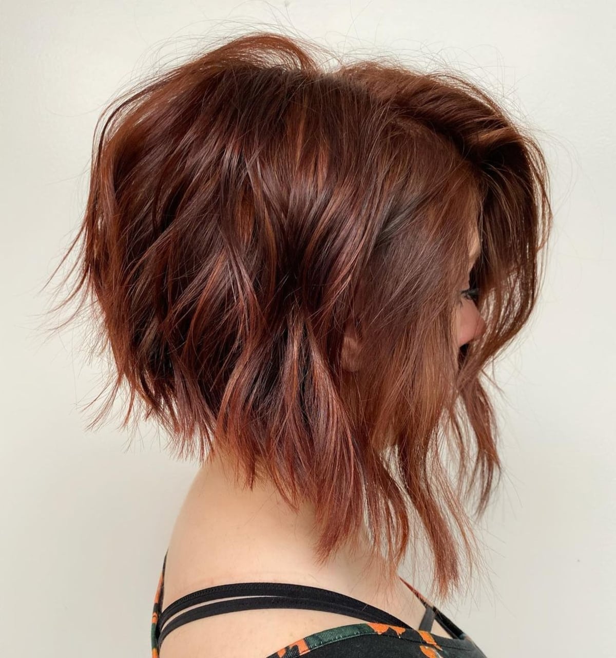 Stylish short stacked bob with layers