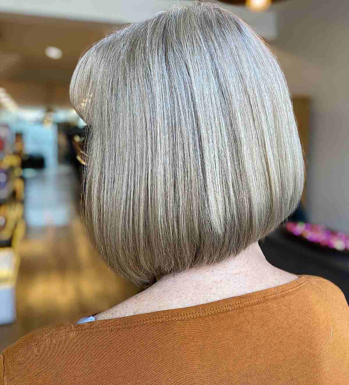 Subtle Graduated Long Bob for Older Women