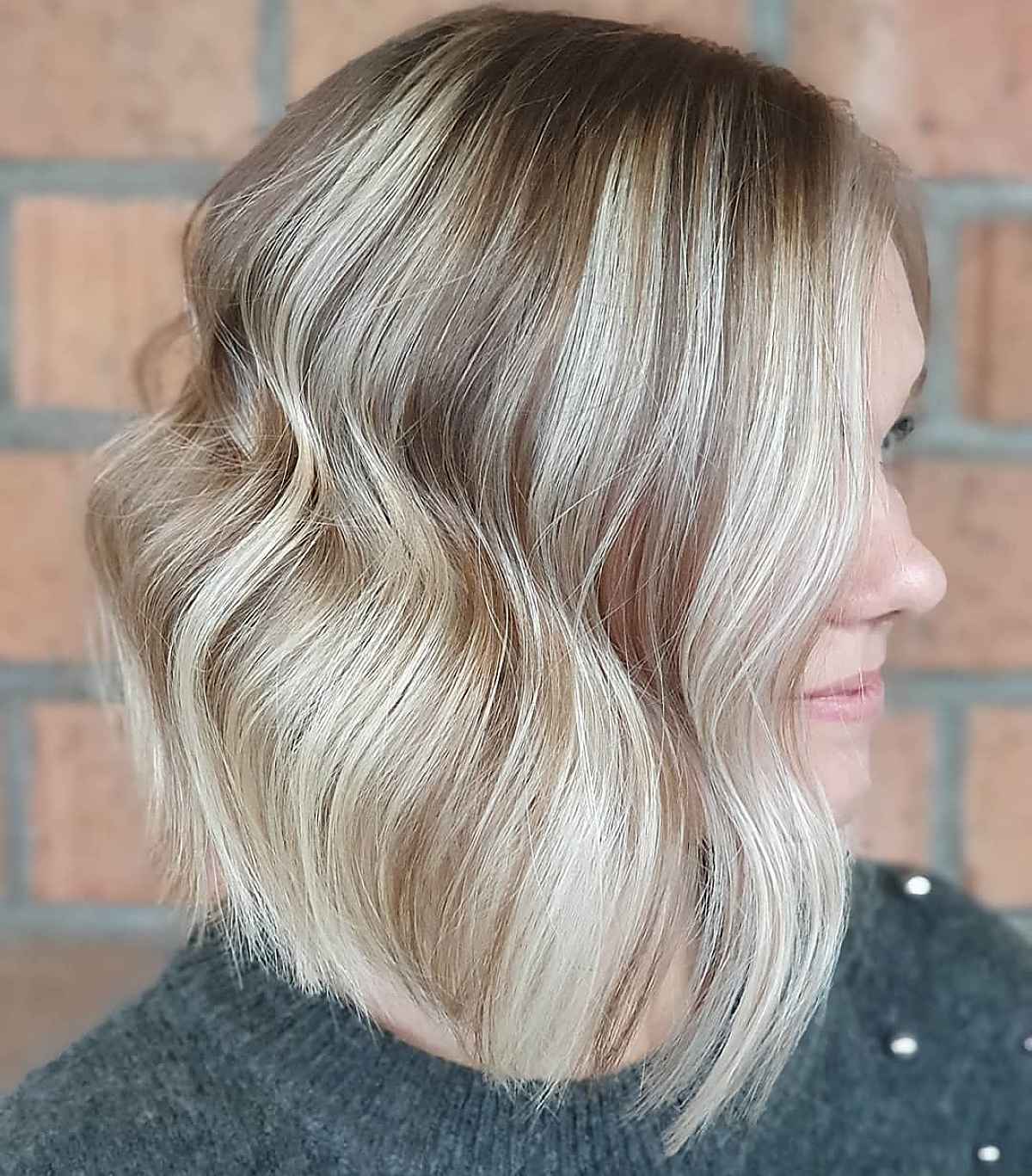 Textured Wavy Long Bob on Thin Hair