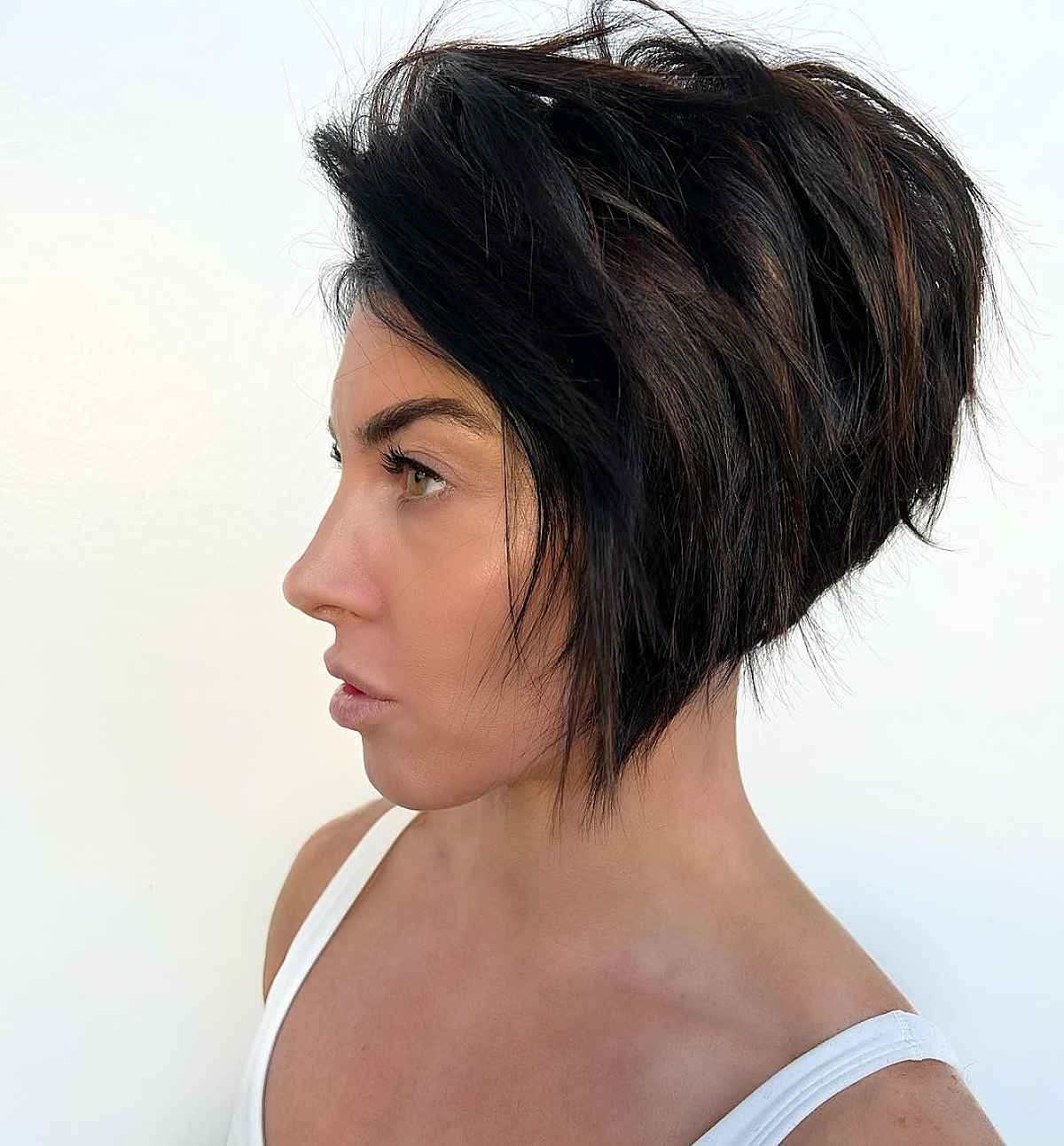 Tousled Bob Cut on Dark Hair