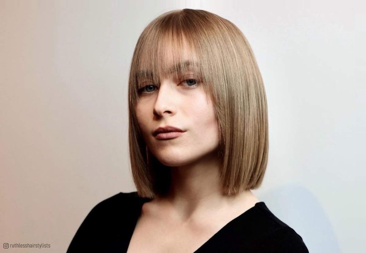 Trendy blunt bob with bangs