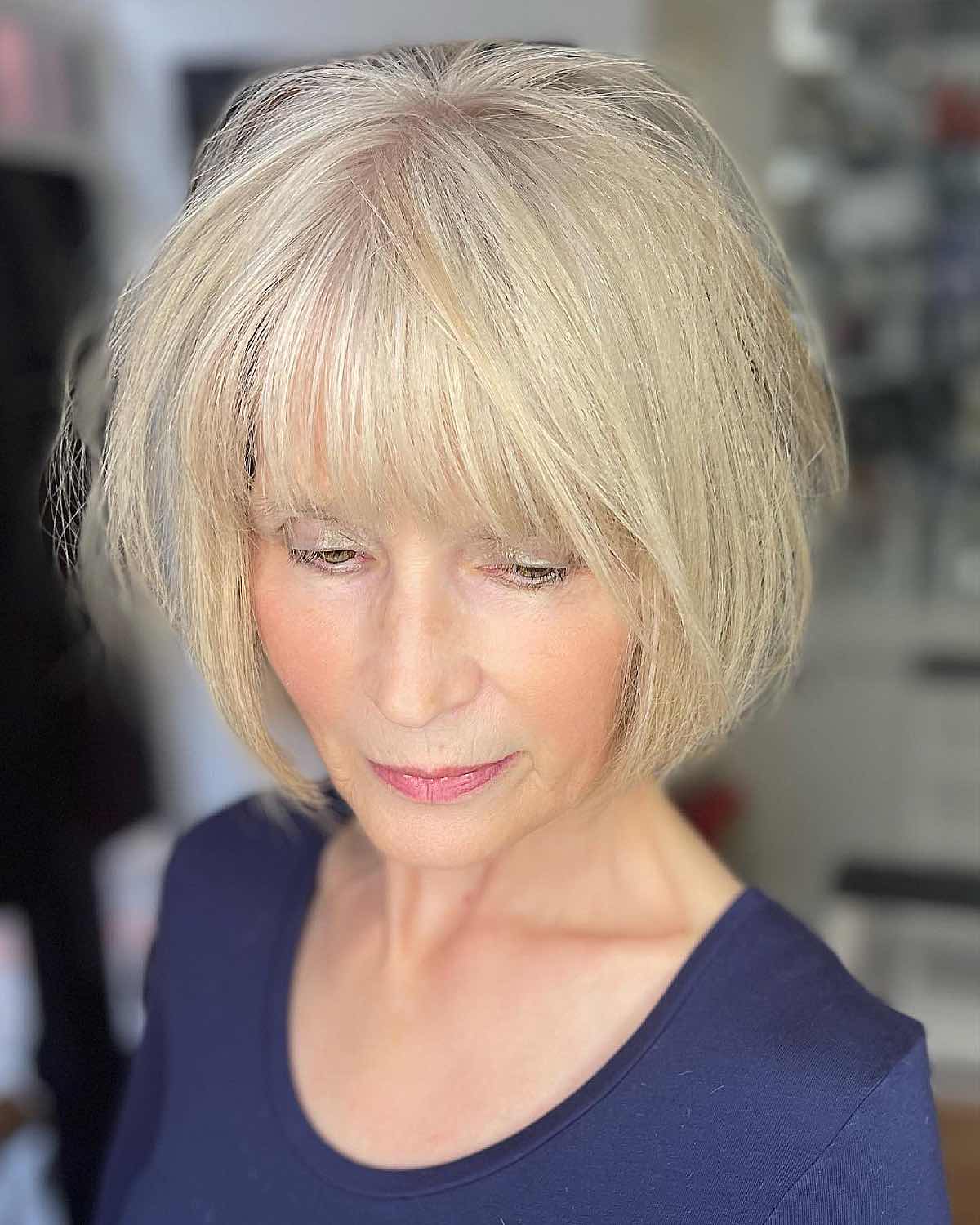 trendy mid-length bob for women over 50