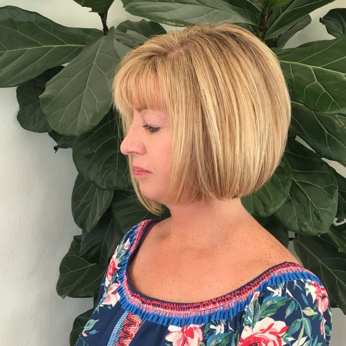 Uneven Asymmetrical Bob with Bangs