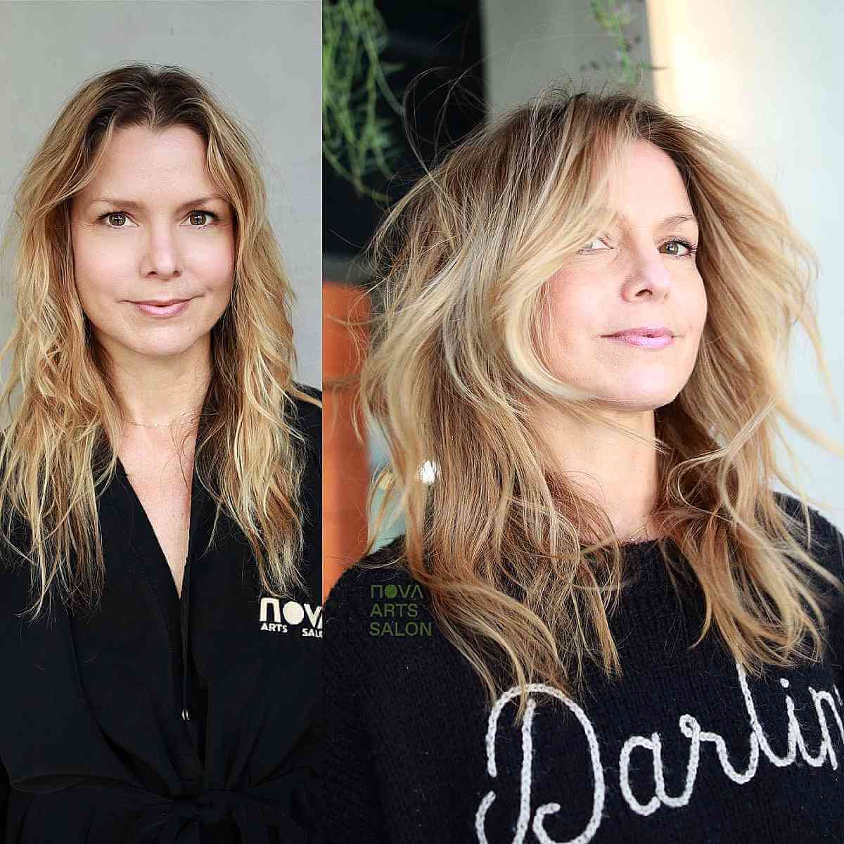 Voluminous Choppy Blonde Layers for Thin Hair