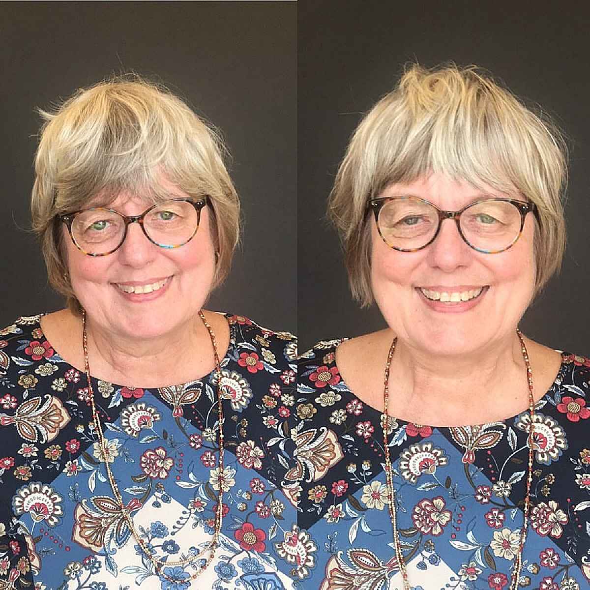 Wash-and-Wear Shaggy Bob Haircut for a lady over 70