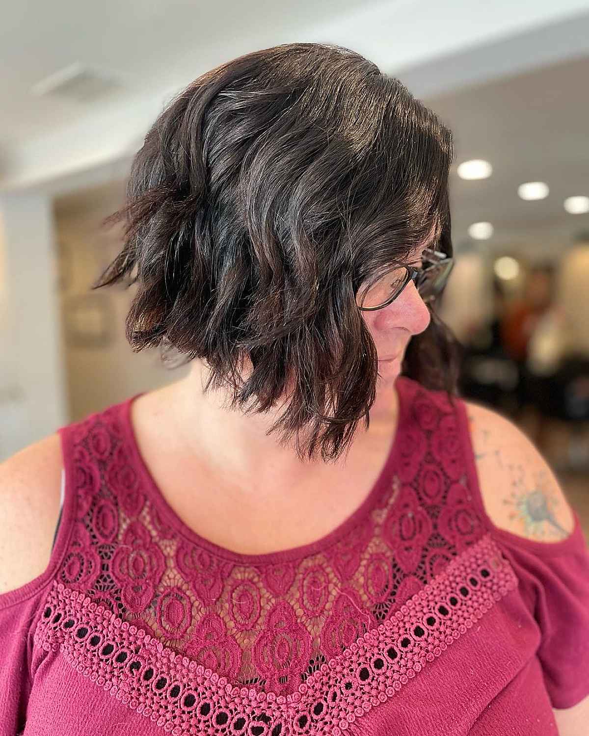 Wavy Angled Bob with Layers