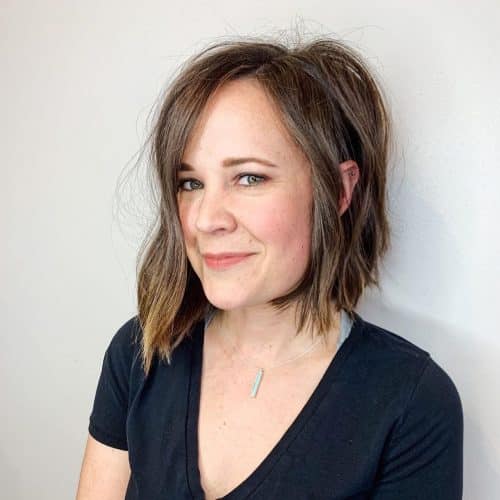 Asymmetrical Long Bob for Wavy Hair