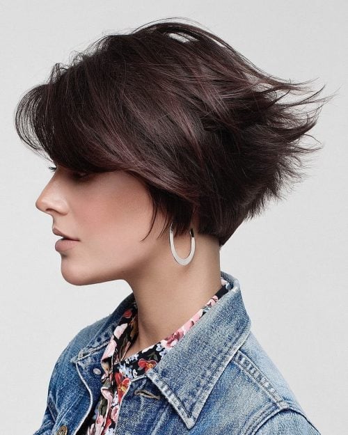 Short inverted bob with fringe